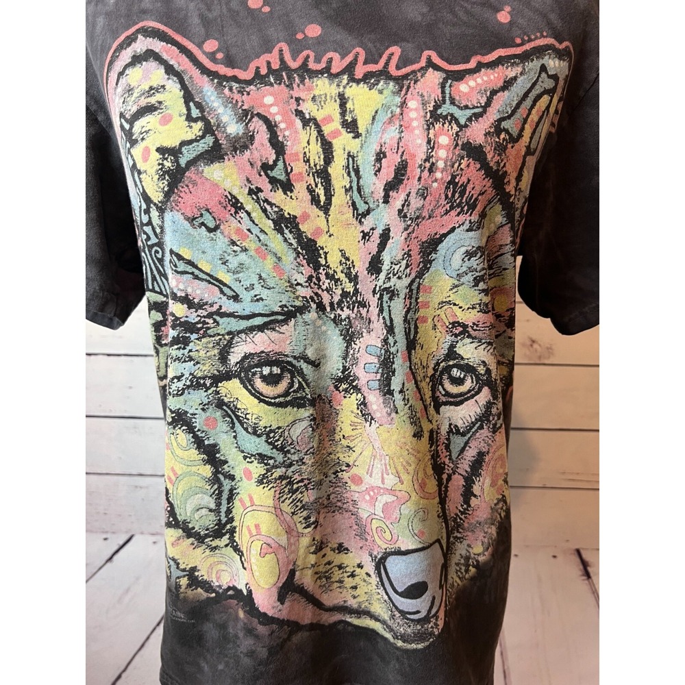 The Mountain Tee Shirt Graphic T-Shirt Tie‎ Dye Jackson Hole WY Wolf Small NWOT